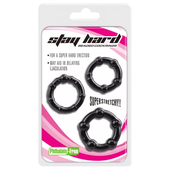 Lonely Stay Hard - set anelli fallici - nero - 3 pezzi