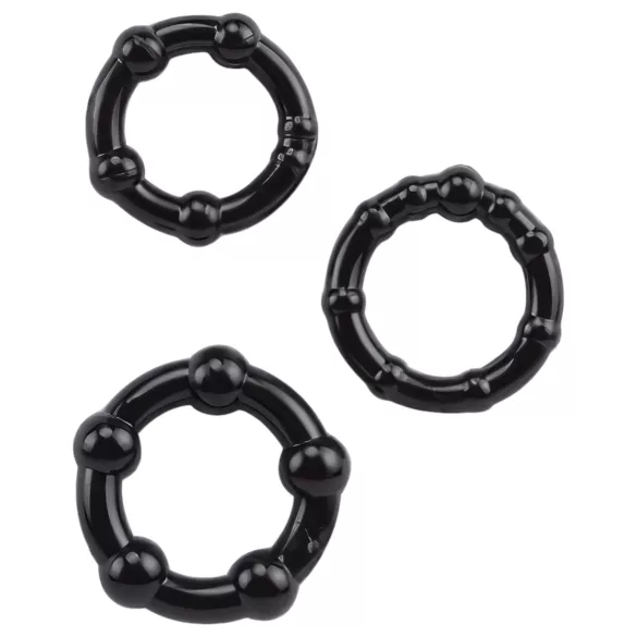 Lonely Stay Hard - set anelli fallici - nero - 3 pezzi