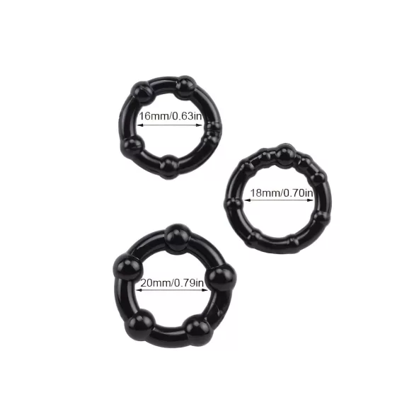 Lonely Stay Hard - set anelli fallici - nero - 3 pezzi
