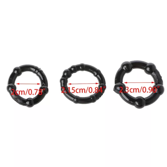 Lonely Stay Hard - set anelli fallici - nero - 3 pezzi