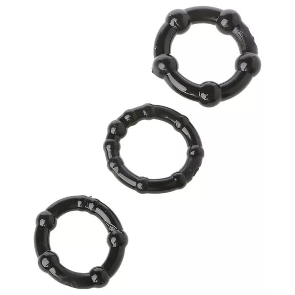 Lonely Stay Hard - set anelli fallici - nero - 3 pezzi