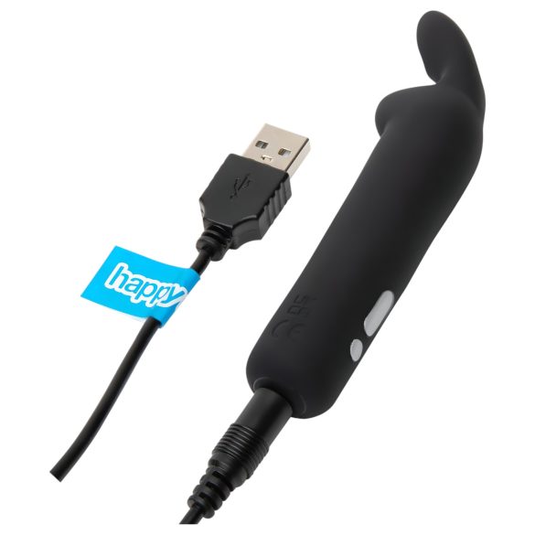 Happyrabbit - mini vibratore ricaricabile con orecchie - silicone nero