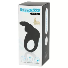   Happyrabbit Cock - anello fallico vibrante ricaricabile - silicone nero