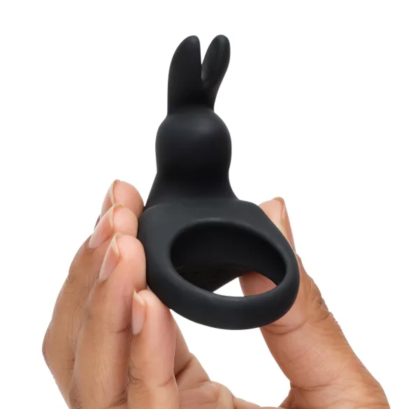 Happyrabbit Cock - anello fallico vibrante ricaricabile - silicone nero