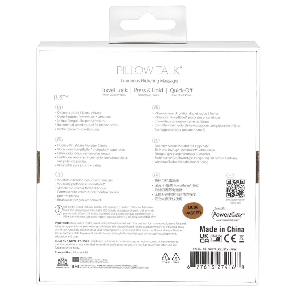 Pillow Talk Lusty - vibratore clitorideo ricaricabile con lingua - silicone rosa