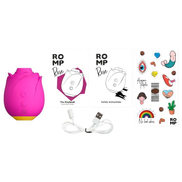 ROMP Rose - succhiatore clitoride con vibrazione - silicone rosa