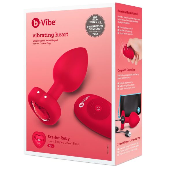 b-vibe a cuore - vibratore anale wireless (rosso)