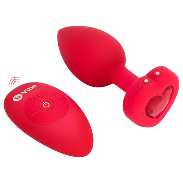 b-vibe heart - vibratore anale ricaricabile con telecomando (rosso)