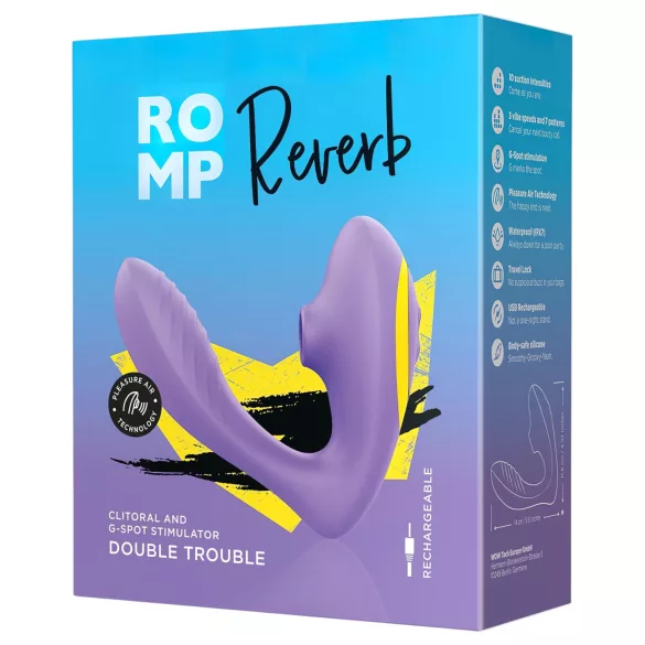 ROMP Reverb - vibratore 2 in 1 con onde d’aria e punto G (viola)