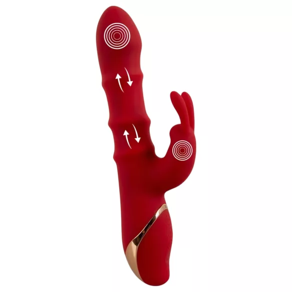 You2Toys Rabbit - vibratore ad anello vibrante rotante - silicone rosso