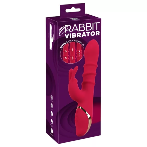 You2Toys Rabbit - vibratore ad anello vibrante rotante - silicone rosso