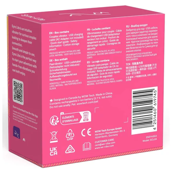 We-Vibe Sync Lite - vibratore coppia wireless intelligente - rosa