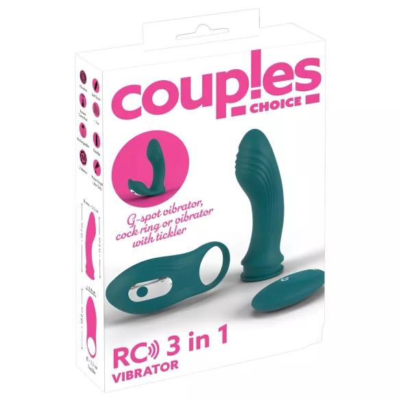 Couples Choice - vibratore 3 in 1 per coppia - silicone turchese