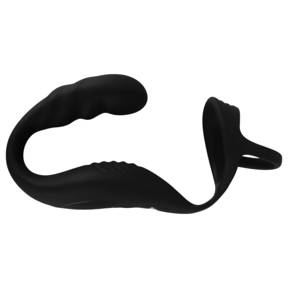 Rebel - vibratore prostatico con anello pene e testicoli - nero