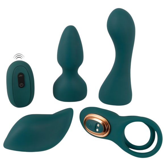 Couples Choice - vibratore 4 in 1 con telecomando - silicone turchese