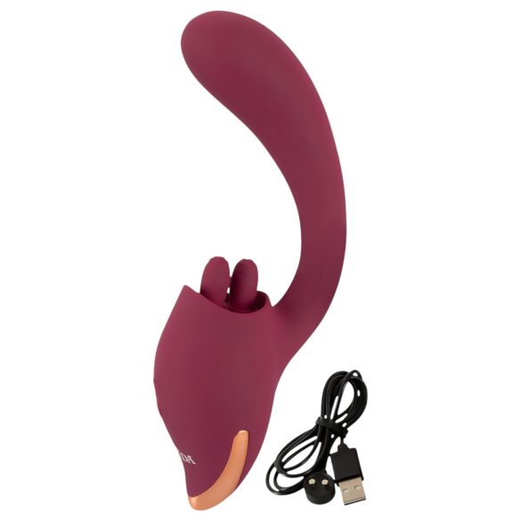 Javida - vibratore 2in1 con lingua - silicone rosso