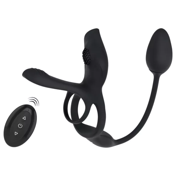 Couples Choice - anello fallico vibrante multifunzione - silicone nero
