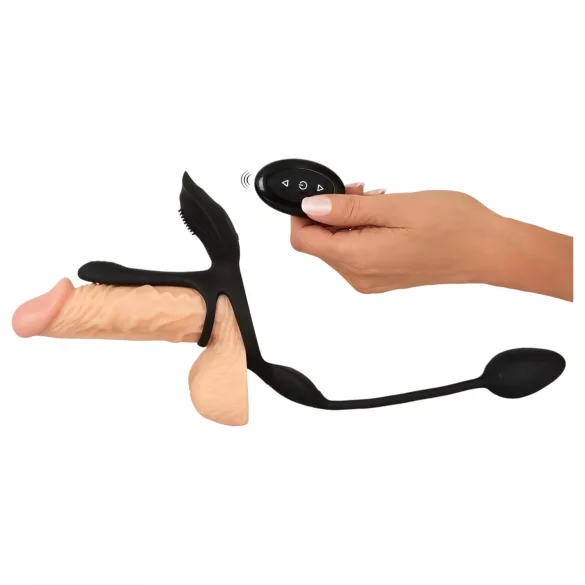 Couples Choice - anello fallico vibrante multifunzione - silicone nero