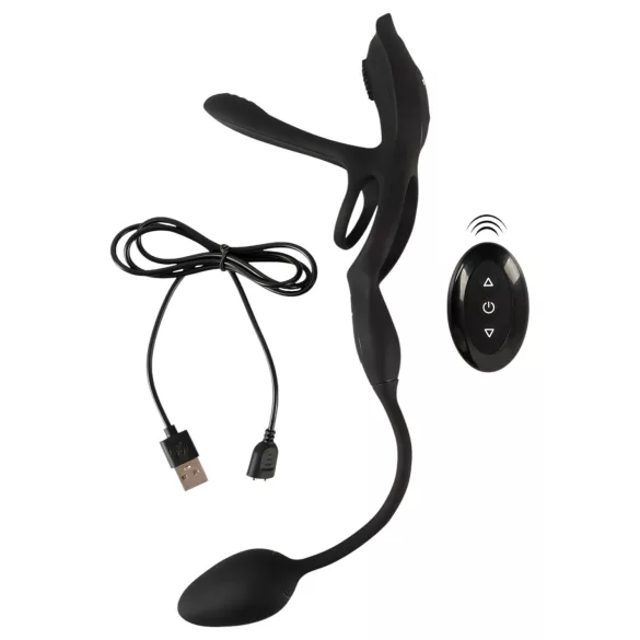 Couples Choice - anello fallico vibrante multifunzione - silicone nero