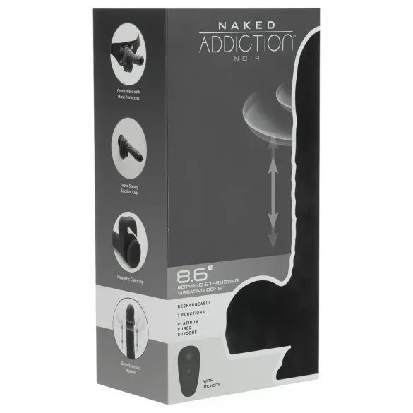Naked Addiction - vibratore realistico rotante e spingente - nero