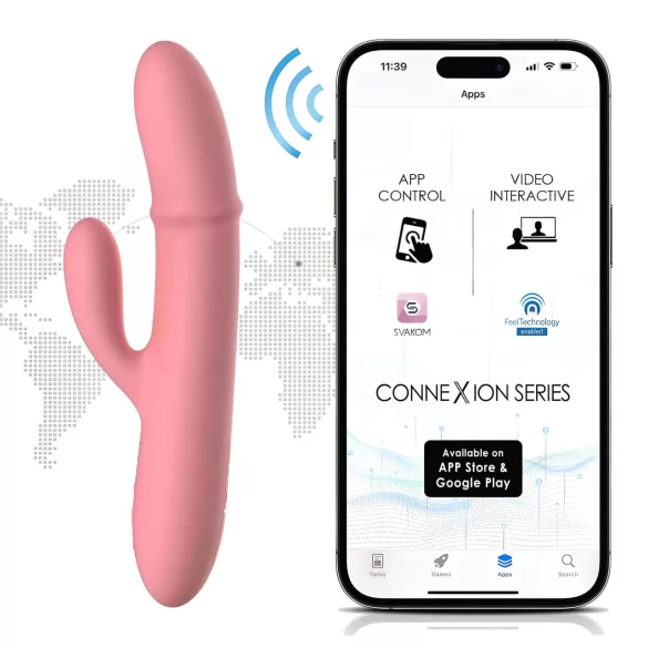 Svakom Mora Neo - Vibratore con braccio clitorideo perlato controllato tramite app (rosa)