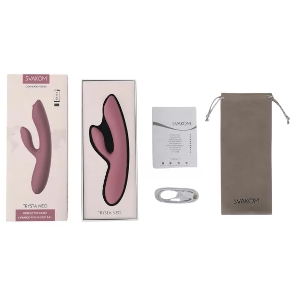 Svakom Trysta Neo - vibratore rabbit con sfere rotanti - silicone rosa