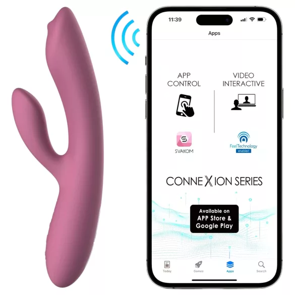 Svakom Trysta Neo - vibratore rabbit con sfere rotanti - silicone rosa