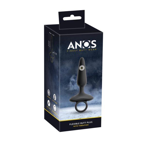 ANOS - plug anale vibrante con manico - silicone nero