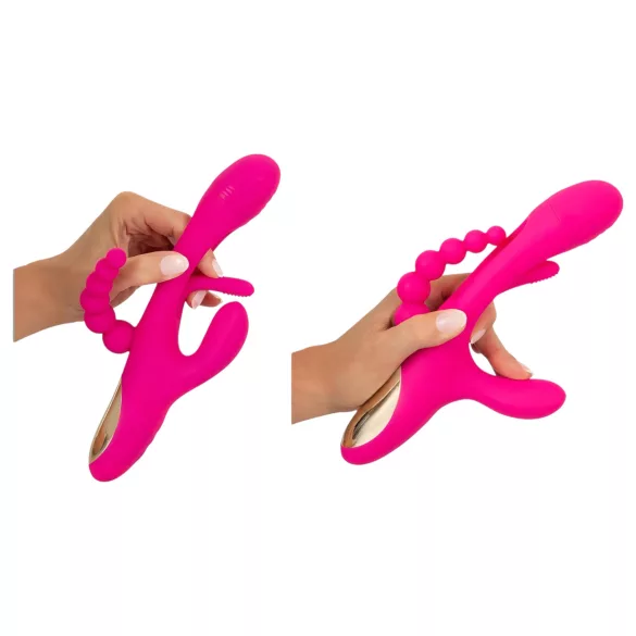 SMILE - vibratore triplo con braccio e linguetta (rosa)
