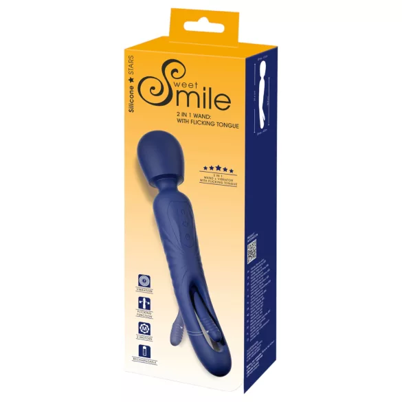 Smile - vibratore massaggiatore 2 in 1 con lingua (blu)