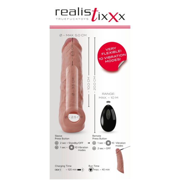 Realistixxx - guaina fallica vibrante wireless - realistico - 20cm