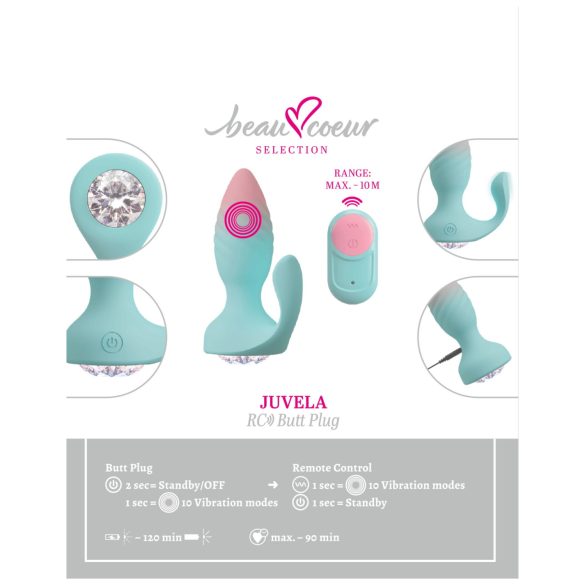 Beau Coeur Juvela - plug anale vibrante - silicone turchese