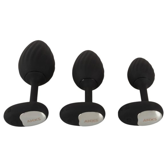 ANOS - set plug anale vibrante - silicone nero