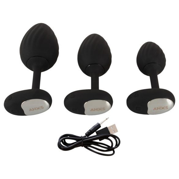 ANOS - set plug anale vibrante - silicone nero