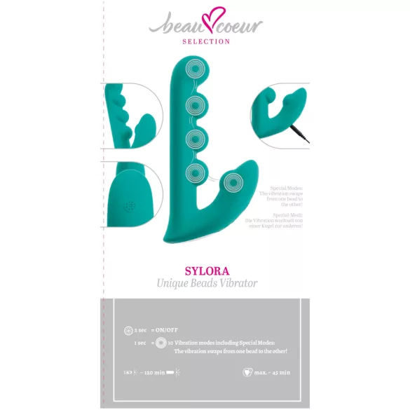 Beau Coeur Sylora - vibratore 2in1 con perle (verde)