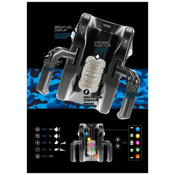 WYNE 10 - masturbatore automatico con impugnatura - nero