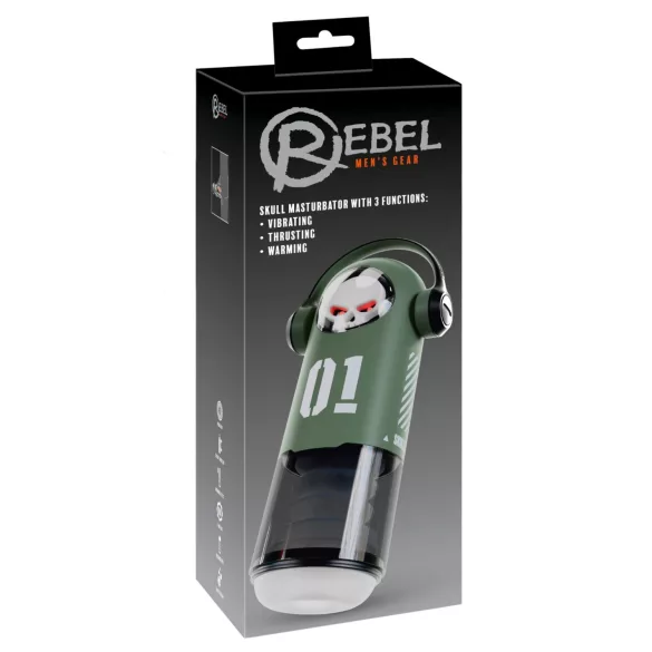 Rebel Skull - masturbatore spingente e vibrante (verde)