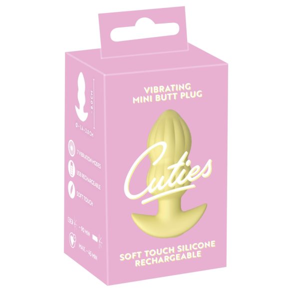 Cuties Mini - plug anale vibrante con rilievi - silicone giallo