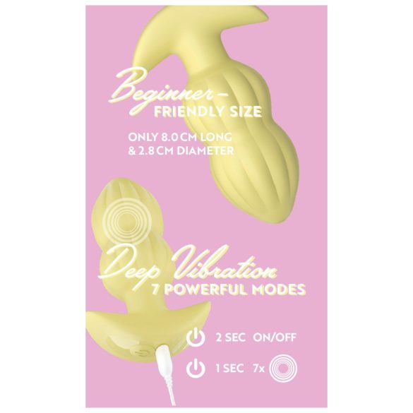 Cuties Mini - plug anale vibrante con rilievi - silicone giallo