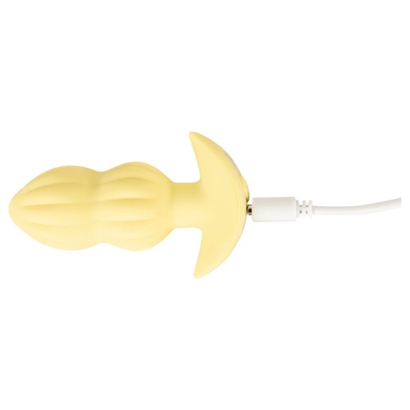 Cuties Mini - plug anale vibrante con rilievi - silicone giallo