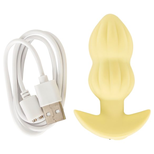 Cuties Mini - plug anale vibrante con rilievi - silicone giallo
