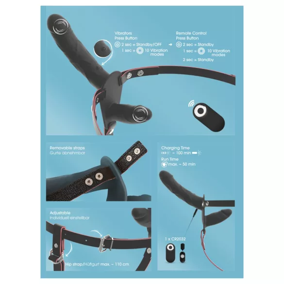 You2Toys - vibratore doppio indossabile con telecomando (nero)