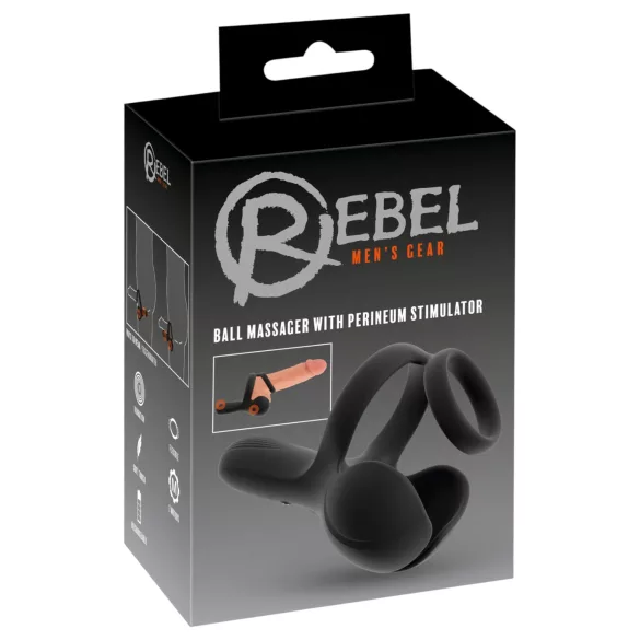 Rebel - anello fallico con vibrazione per stimolazione dei testicoli e del perineo (nero)