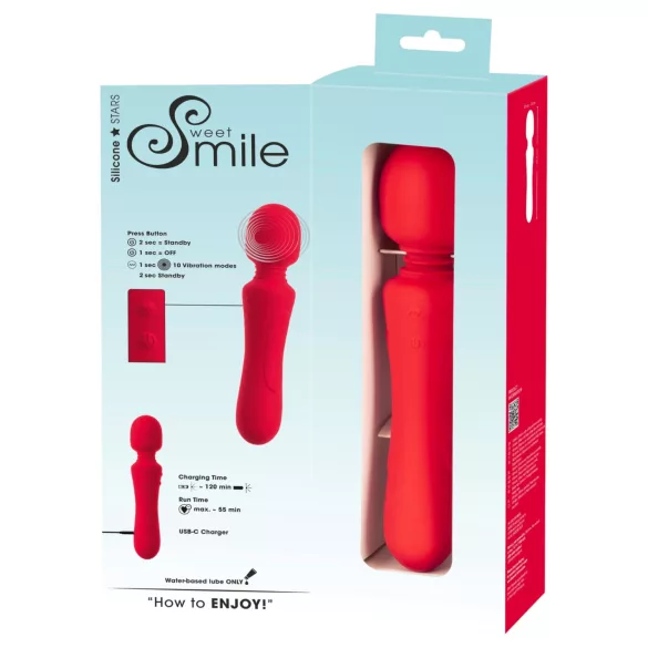 Sweet Smile - vibratore wand ricaricabile e impermeabile (rosso)