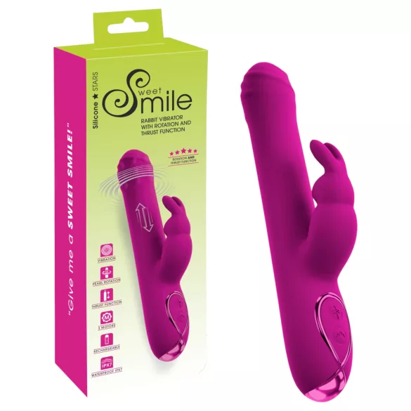 Sweet Smile - vibratore con braccio rotante e spingente per il clitoride (rosa)