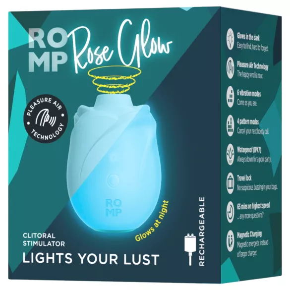ROMP Rose Glow - stimolatore clitorideo ad onde d’aria (blu)