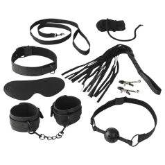   Baseks - set di legature con frusta e pinzette per capezzoli (nero)