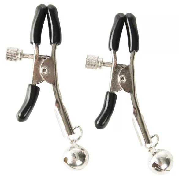 Baseks - set di legature con frusta e pinzette per capezzoli (nero)