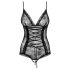 Obsessive Slevika - body in pizzo nero aperto con allacciatura frontale - 2XL/3XL