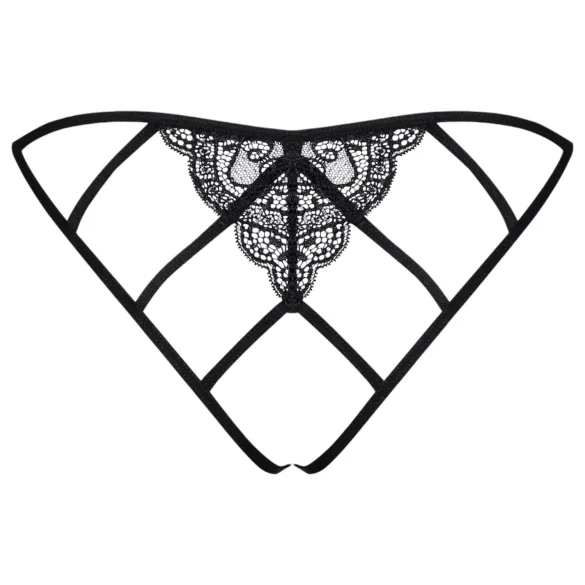 Obsessive - slip donna aperto rete pizzo - nero - L/XL